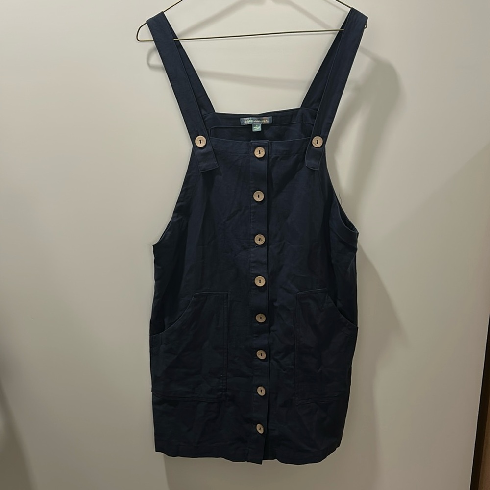 Navy overall dress from dry goods